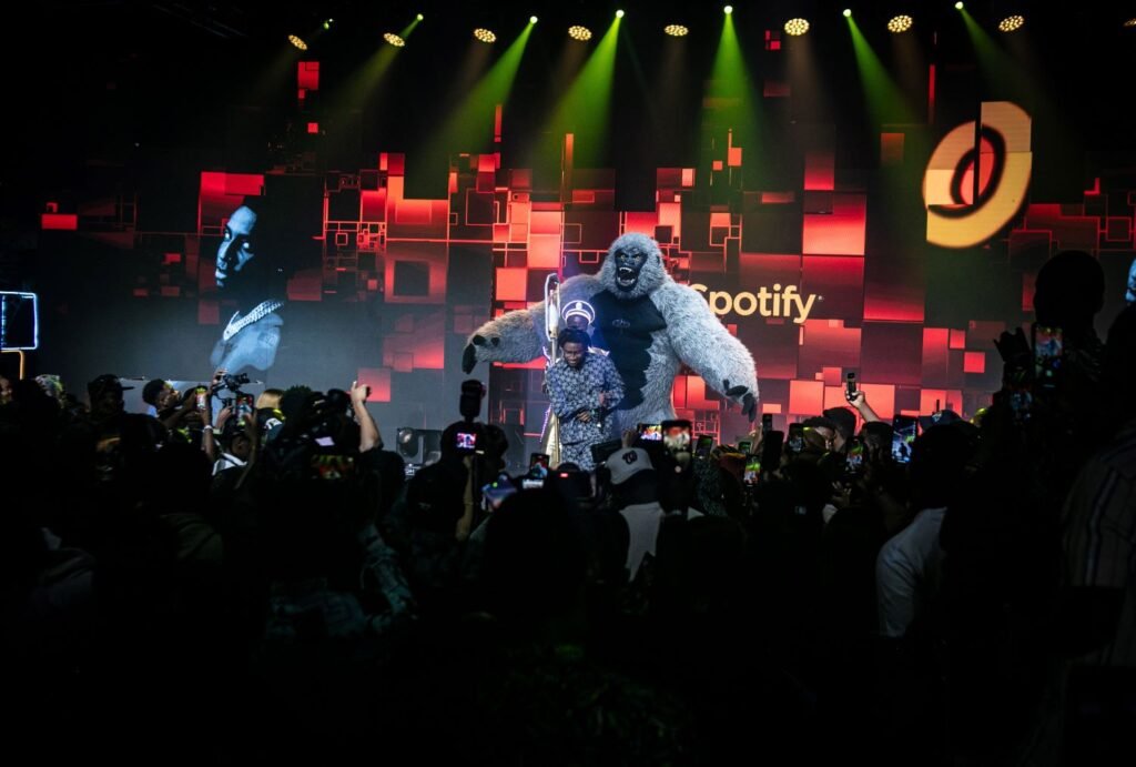 Shallipopi performing at the Spotify Afrobeats Party