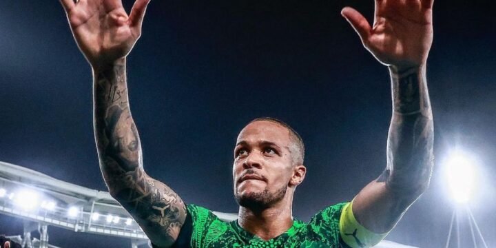 Troost-Ekong celebrating his goal against South Africa at AFCON 2023