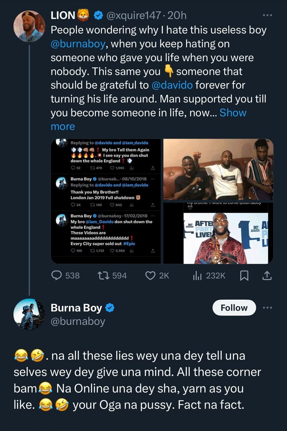 Burna Boy Davido Beef