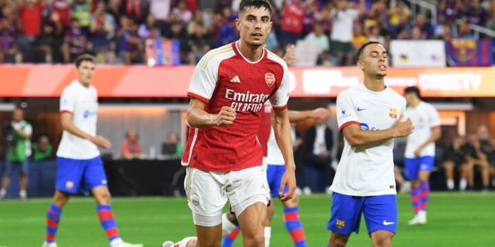 Kai Havertz celebrating his goal against Barcelona