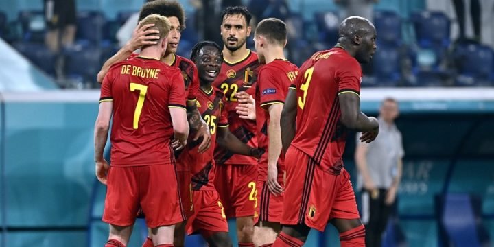 Belgium players celebrating a goal